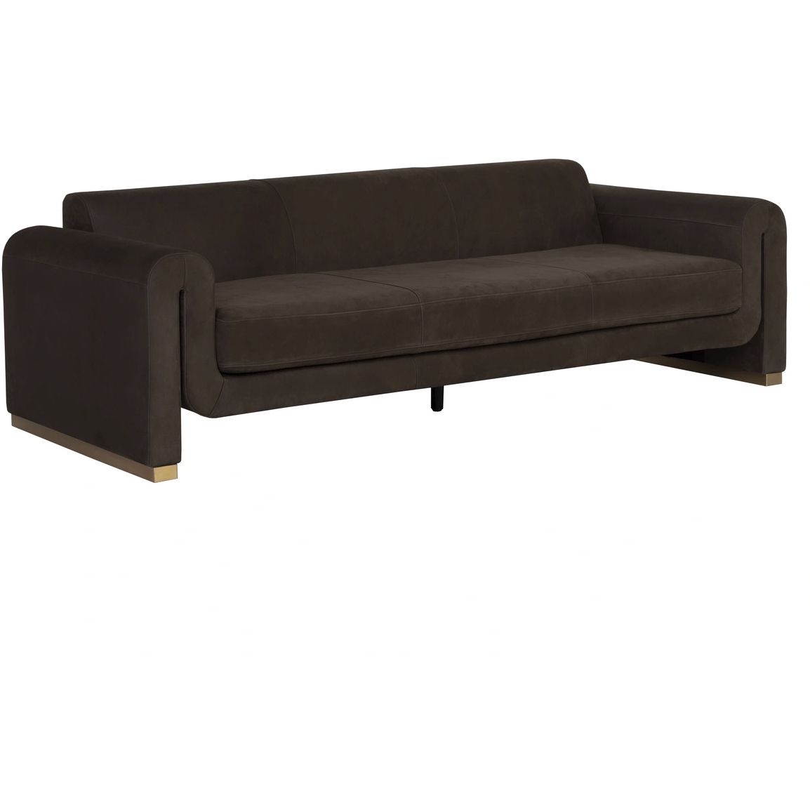 Romer Brushed Gold / Nubuck Cocoa Leather Sofa